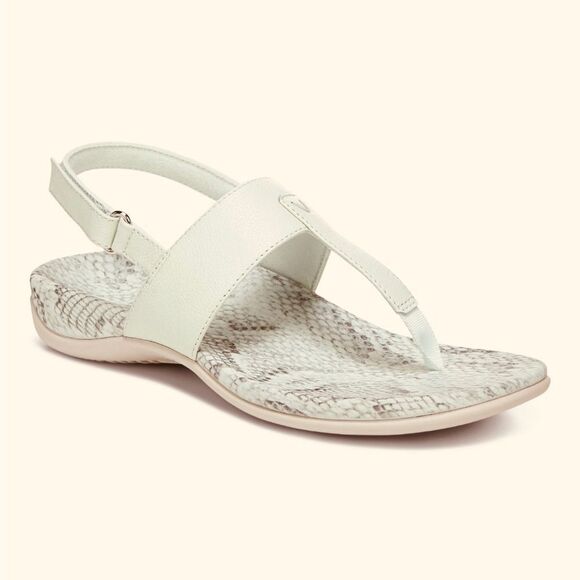 Vionic TALA White Gray Snakeskin Print T Strap Orthotic Slingback Sandals - Picture 1 of 16